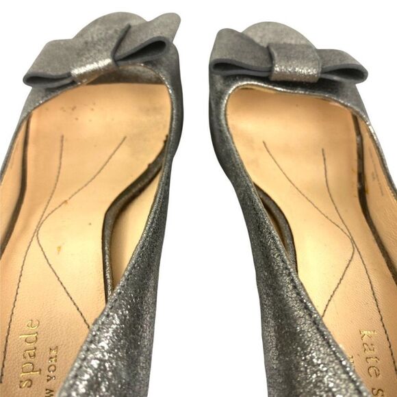 Kate spade New York Bronze Open Toe Glitter Sparkle Heels Pumps with Bow US 6M - Picture 6 of 12